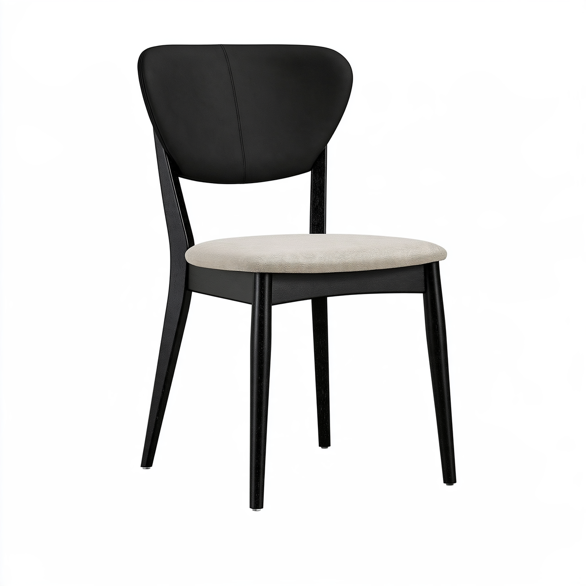Sedia da pranzo 50 x 55 x 80 cm in legno nero e tessuto beige imbottita stile moderno