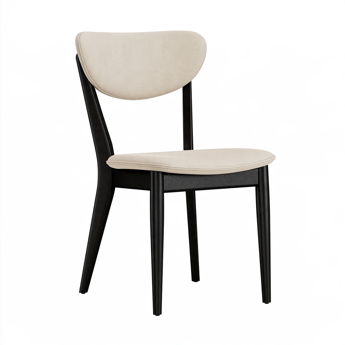 Sedia da pranzo 52 x 57 x 80 cm in legno nero e tessuto beige - stile moderno imbottito