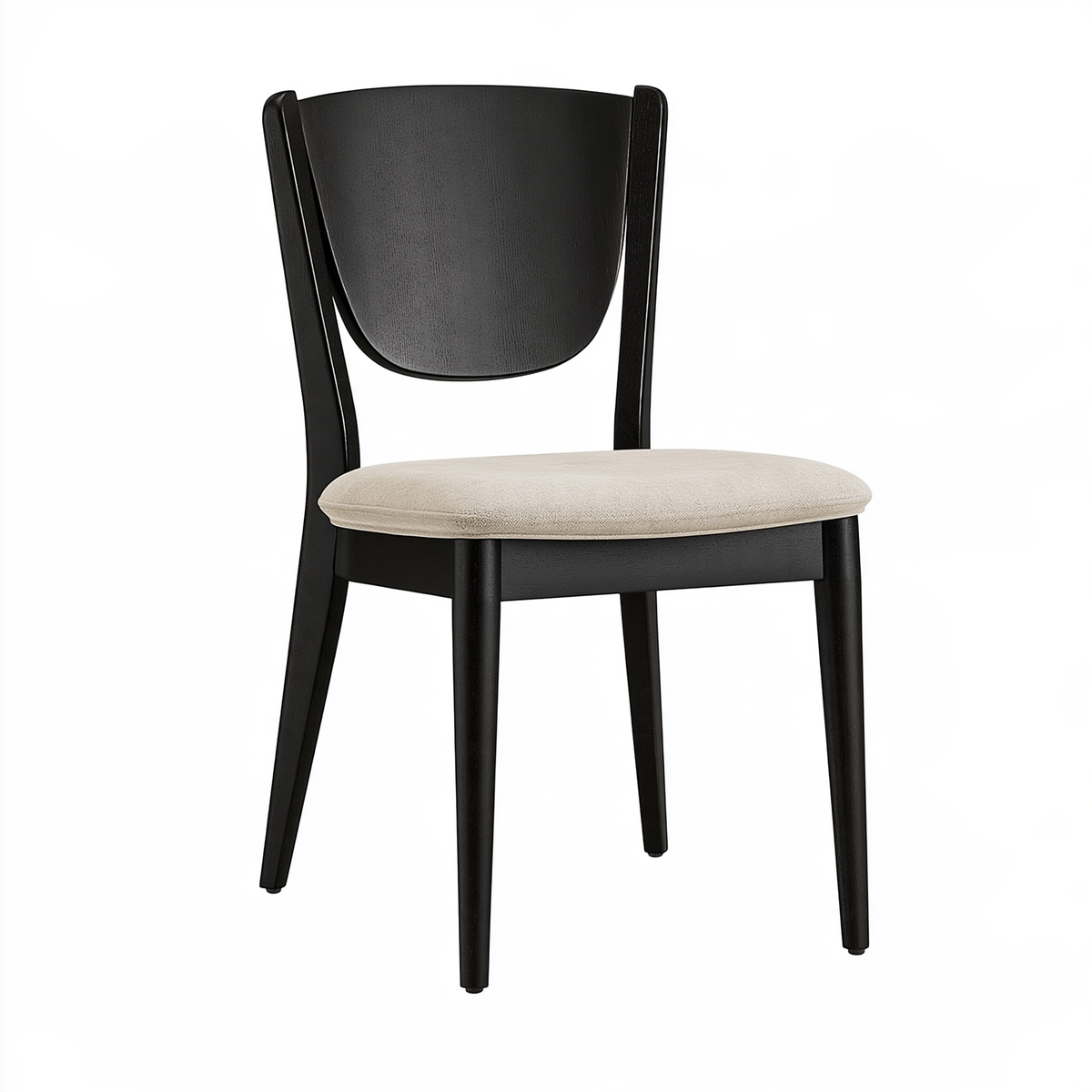 Sedia da pranzo 48 x 53 x 82 cm in legno nero con seduta imbottita beige stile moderno