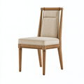 Sedia da pranzo 50 x 60 x 100 cm in legno marrone e tessuto beige - schienale alto imbottito classico