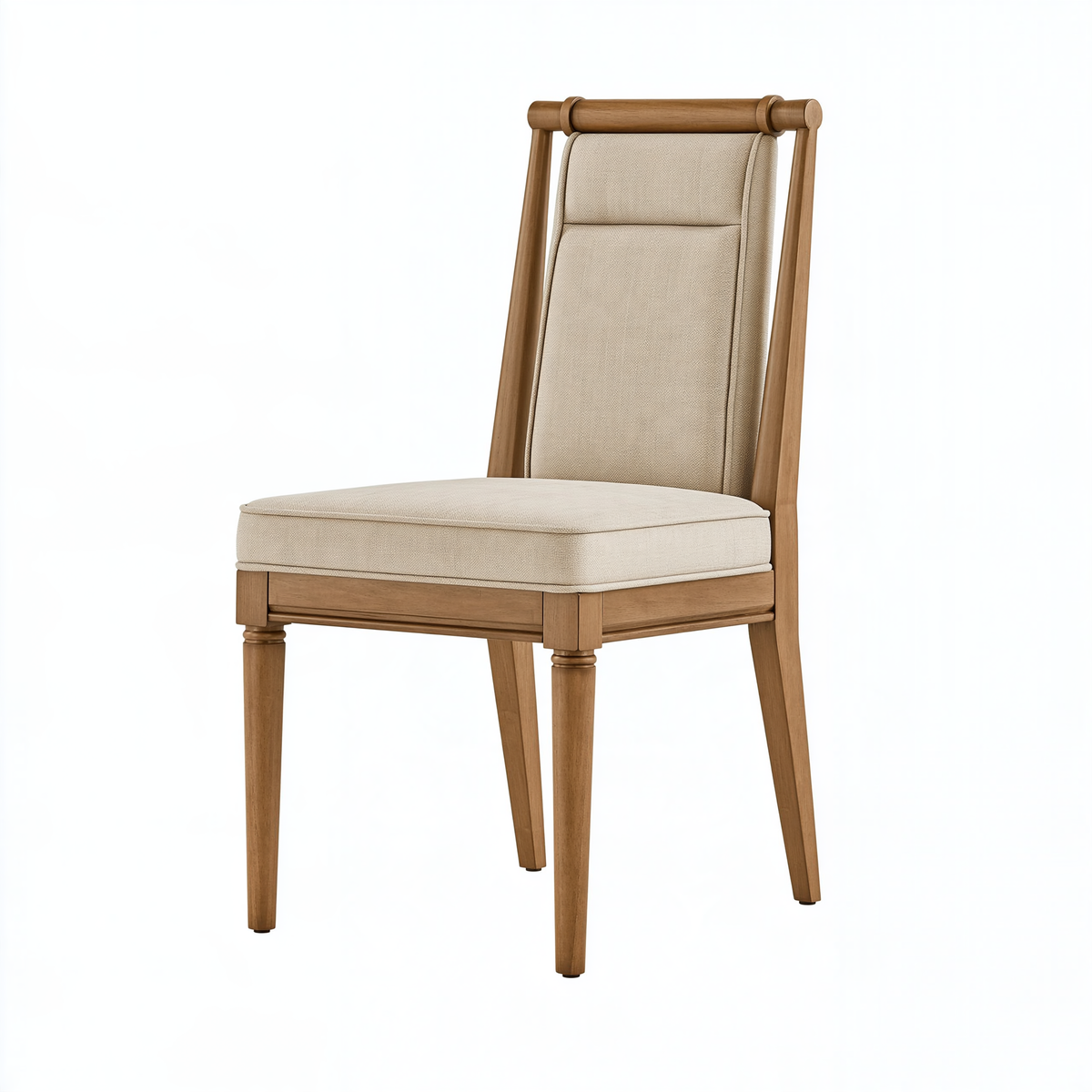 Sedia da pranzo 50 x 60 x 100 cm in legno marrone e tessuto beige - schienale alto imbottito classico