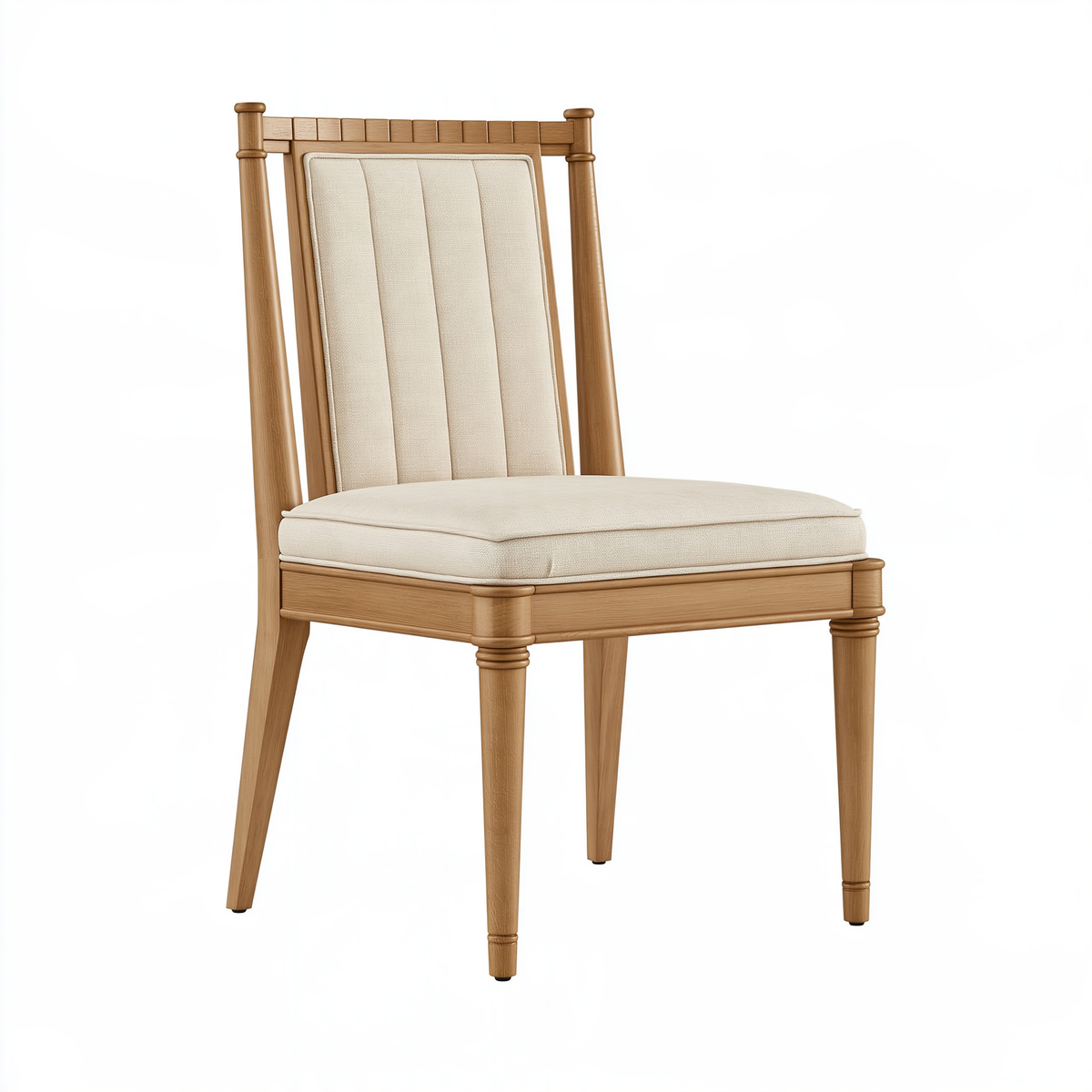 Sedia da pranzo 48 x 58 x 102 cm in legno naturale e tessuto beige - stile classico imbottita