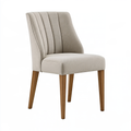 Sedia da pranzo 55 x 62 x 92 cm in tessuto beige con gambe in legno stile moderno
