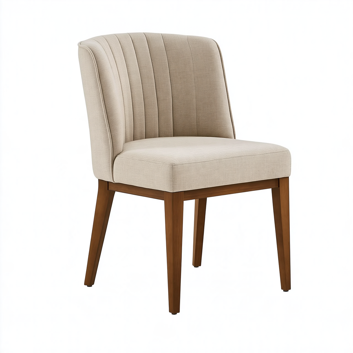 Sedia da pranzo 52 x 61 x 86 cm in tessuto beige con gambe in legno stile moderno