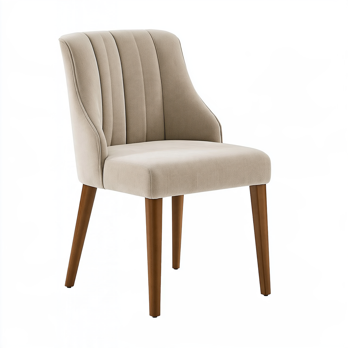 Sedia da pranzo 54 x 62 x 88 cm in tessuto beige con gambe in legno stile moderno