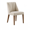 Sedia da pranzo 48 x 60 x 92 cm in tessuto beige con gambe in legno - schienale imbottito a canali
