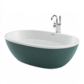 Vasca da bagno freestanding 170 x 75 x 58 cm in acrilico verde e bianco - ovale moderna