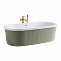 Vasca da bagno freestanding 170 x 80 x 58 cm in acrilico bianco verde con superficie scanalata