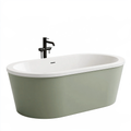 Vasca da bagno freestanding 150 x 75 cm in acrilico bianco/verde salvia - ovale moderna
