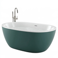 Vasca da bagno ovale 170 x 80 cm in acrilico verde scuro bianco - freestanding moderna