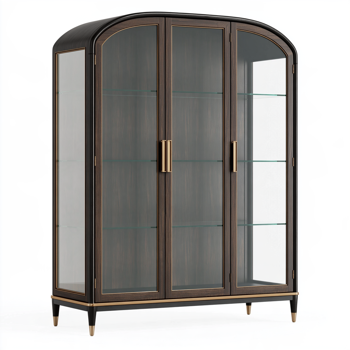 Vetrina 120 x 45 x 190 cm in legno e vetro marrone scuro con ante - stile Art Déco