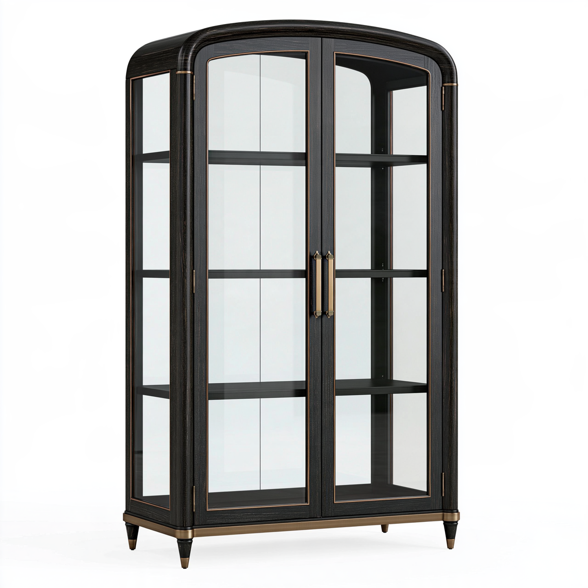 Vetrina 100 x 45 x 200 cm in legno effetto nero e vetro per soggiorno stile classico