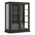 Vetrina 100 x 45 x 180 cm in legno e vetro nero stile classico